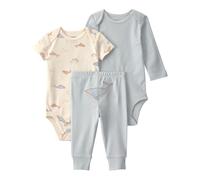 Carter's 3-tlg. Set Body kurzarm, langarm und Jogginghose Wale Ringel 80 natur/hellblau