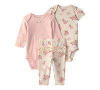 Carter's 3-tlg. Set Body kurzarm, langarm und Leggings Blumen Rüschen 80 natur/rosa/braun