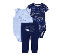 Carter's 3-tlg. Set Body kurzarm, ohne Arm und Joggighose Ringel Wale 56 blau