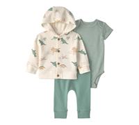 Carter's 3-tlg. Set Body kurzarm, Sweatjacke und Jogginghose Dinos Ringel 74 natur/grün