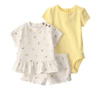 Carter's 3-tlg. Set Body kurzarm, T-Shirt und Shorts Zitrone 80 natur/gelb