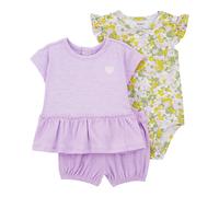 Carter's 3-tlg. Set Body ohne Arm, T-Shirt und Shorts Blumen 80 flieder/bunt