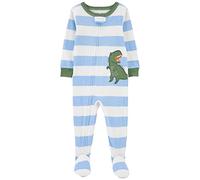 Carter's Baby Jungen Baumwolle Reißverschluss Sleep N Play, Hellblaue Streifen mit Dinosaurier, 24 Monate