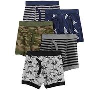 Carter's Boy's 5-Pack Cotton Boxer Briefs (Camo Green(33401212)/Dinosaur/Stripes, Size 8)
