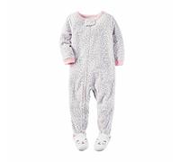 Carter's Schlafanzug Fleece Einteiler Mädchen Girl warm Weich Winter Reißverschluss (104/110, Weiss/rosa/grau)