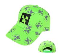 Cartoon Baseball Cap Kinder Snapback Kappe, Jungen Baseballmütze Sonnenmütze, Miner Outdoor Sports Casual Baseballmütze, Pixelig Grid Sonnenhut (DE/NL/SE/PL, Numerisch, 52, Grün)