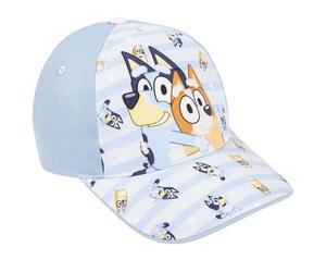 CARTOON Bluey Mädchenmütze mit verstellbarem Visier, Sommerhut Größe 51 cm, Sonnenhut für Kinder mit Bluey und Bingo, 65 % Baumwolle, 35 % Polyester, offizielles Bluey, himmelblau, 51