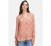 Schlupfbluse CARTOON "Damen Casual-Bluse mit Muster", Damen, Gr. 44, grün (pink, grün), Obermaterial: 100% Viskose., figurumspielend normal, V-Ausschnitt, Blusen (19992250-44) pink, grün