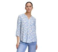 Shirtbluse CARTOON "Cartoon Blusenshirt mit Muster", Damen, Gr. 36, blau (weiß, blau), Obermaterial: 100% Viskose., modisch, lässig geschnitten normal, V-Ausschnitt, 3/4-Ärmel, Blusen (30743254-36) we