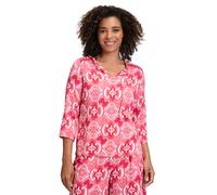 Cartoon Casual-Bluse Damen mit Rüschen Viskose Rundhals Rot/Rosè Größe 36