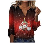 Cartoon Bluse musselin Hemd Damen Womens Shirts Casual Long Shirt lang Business Outfit schwarz Sommer schwarzes Tshirt