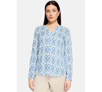 Cartoon Damen Blusenshirt mit Muster Weiß/Blau kurz 1/1 Arm Größe 36