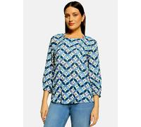 Shirtbluse CARTOON "Damen mit Schnürung", Damen, Gr. 38, blau, grün, Obermaterial: 100% Viskose, figurumspielend normal, Rundhals, Blusen (16792818-38) blau, grün