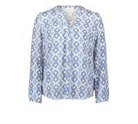 Cartoon Blusenshirt mit Muster, kurz 1/1 Arm, Weiß/Blau, Größe 42