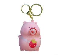 Cartoon Bubble Blowing Keychain, 1-Pack Cute Squeezing Music Key Ring for Stress Relief, Fun Decompression Toy for School Bag or Car Keys, Brown/Pink/Blue/Orange (Blue)