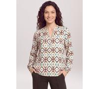 Cartoon Schlupfbluse Damen mit Muster V-Ausschnitt 100% Viskose Gr. 36 nature/braun