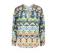 Cartoon Casual-Bluse Damen Kurzarm mit Muster Green/Blue Größe 42