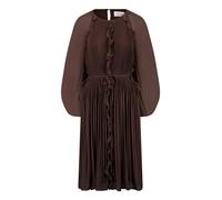 Chiffonkleid CARTOON "Damen mit Rüschen", Damen, Gr. 38, Normalgrößen, braun (dunkelbraun), Obermaterial: 100% Polyester. Futter: 96% Viskose, 4% Elasthan, figurumspielend kurz, Rundhals, Kleider Chif