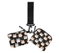 Cartoon Cute Brown Hamster Damen Dual Wallets Visitenkartenetuis Dünn Flach Reißverschluss Handgelenk Geldbörse mit Reißverschluss Münzfach für Damen 2 Stück, Niedlicher brauner Cartoon-Hamster, 1