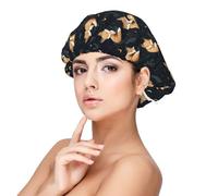 Cartoon Cute Fox 1 Print Satin Silk Bonnet for Sleeping Women, Adjustable Double Layer Satin Hair Bonnet Night Sleep Cap for Curly Hair