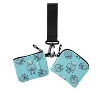 Cartoon Cute Green Robot Damen Dual Wallets Visitenkartenetuis Dünn Flach Wristlet Wallet Schlüsselhalter mit Schlüsselanhänger für Damen 2 Stück, Niedlicher grüner Cartoon-Roboter, 1 size, Casual