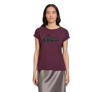 Cartoon Baumwollshirt mit Patch Kurzarm Damen Lila/Schwarz Größe 40