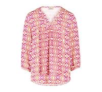 Cartoon Bluse Kurz 3/4-Arm Blusenshirt mit Muster U-Boot-Ausschnitt 100% Viskose Gr. 36 Pink/Apricot