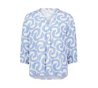 Shirtbluse CARTOON "Cartoon Blusenshirt mit Muster", Damen, Gr. 44, blau (weiß, blau), Obermaterial: 100% Viskose., modisch, lässig geschnitten normal, V-Ausschnitt, 3/4-Ärmel, Blusen (30743254-44) we
