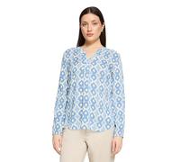 Shirtbluse CARTOON "Damen mit Muster", Damen, Gr. 46, weiß, blau, Obermaterial: 100% Viskose, figurumspielend normal, V-Ausschnitt, Blusen (92948150-46) weiß, blau