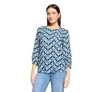 Shirtbluse CARTOON "Damen mit Schnürung", Damen, Gr. 44, blau, grün, Obermaterial: 100% Viskose, figurumspielend normal, Rundhals, Blusen (16792818-44) blau, grün