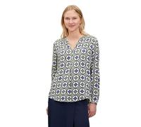 Cartoon Damen Casual-Bluse mit Knöpfen Blau/Grün Größe 40
