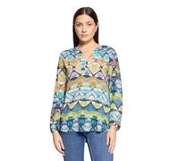 Cartoon Bluse Casual-Bluse Kurz 1/1 Arm mit Muster Green/Blue Damen Gr. 40
