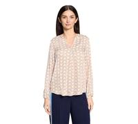Cartoon Schlupfbluse „Damen mit Muster“ – 100% Viskose, V-Ausschnitt, Gr. 40, Blau/Apricot