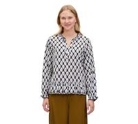 Schlupfbluse CARTOON "Cartoon Casual-Bluse mit Raffung", Damen, Gr. 38, blau (blau, beige), Obermaterial: 55% Baumwolle, 45% Lyocell., modisch, lässig geschnitten normal, V-Ausschnitt, Blusen (8460062