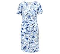 Druckkleid CARTOON "Cartoon Casual-Kleid mit Muster", Damen, Gr. 44, Normalgrößen, blau (blau, weiß), Obermaterial: 95% Polyester, 05% Elasthan., feminin, figurbetont kurz, Rundhals, Halbarm, Kleider,