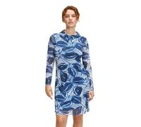 Cartoon Damen Casual-Kleid mit Stehkragen Blau/Weiß,40