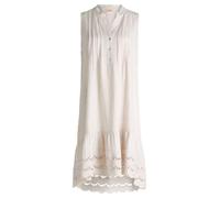 Druckkleid CARTOON "Damen mit Stickerei", Damen, Gr. 42, Normalgrößen, beige (cream), Obermaterial: 100% Leinen, ausgestellt kurz, U-Boot-Ausschnitt, Kleider Druckkleid, Material (42333954-42) cream