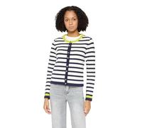 Strickjacke CARTOON "Damen mit Rundhalsausschnitt", Damen, Gr. 36, blau, weiß, Obermaterial: 55% Viskose, 30% Polyester, 15% Polyamid, relaxed fit normal, Rundhals, Strickjacken Strickjacke (52207250-