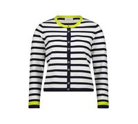 Strickjacke CARTOON "Damen mit Rundhalsausschnitt", Damen, Gr. 44, blau, weiß, Obermaterial: 55% Viskose, 30% Polyester, 15% Polyamid, relaxed fit normal, Rundhals, Strickjacken Strickjacke (52207250-