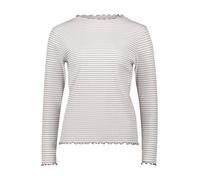 Cartoon Damen Langarm-Shirt mit Kragen Gr. 42 Weiß/Taupe 95% Baumwolle 5% Elasthan