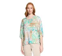 Cartoon Schlupfbluse Oversize mit Muster Rundhals 100% Viskose 1/2-Arm Grün/Violett Größe 42