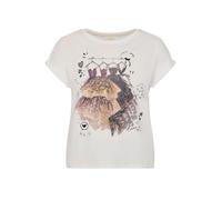 Cartoon Damen Printshirt mit Ärmelaufschlag