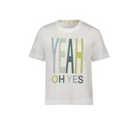 Cartoon Damen Printshirt mit Rundhalsausschnitt Patch Cream/Green,40