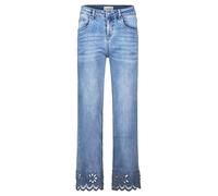 Stretch-Jeans CARTOON "Cartoon Stretch-Jeans mit Stickerei", Damen, Gr. 44, Normalgrößen, blau, Obermaterial: 72% Baumwolle, 18% Polyester, 8% Viskose, 2% Elasthan., modisch, gerade, Jeans (63691406-4