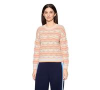 Strickpullover CARTOON "Damen mit Rundhalsausschnitt", Damen, Gr. 34, cream, orange, Obermaterial: 84% Polyester, 13% Viskose, 3% Polyester, oversize normal, Rundhals, Pullover Strickpullover (5068572