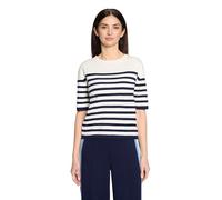 Cartoon Strickpullover Kurz Damen Rundhalsausschnitt Weiß/Dunkelblau Gr. 38