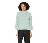 Cartoon Strickpullover Lang mit Stehkragen Damen Hellblau/Creme Größe 40