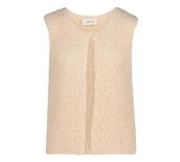 Cartoon Damen Strickweste Kurz mit Rundhalsausschnitt Beige/Creme Größe 40