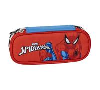 CARTOON Federmäppchen für Schule Spider-Man Tombolino 22,5 x 8,5 x 5 cm ovaler Stifthalter halbstarr mit Gummibändern innen und Reißverschlusstasche Organizer Schreibwaren Kinder Spider-Man