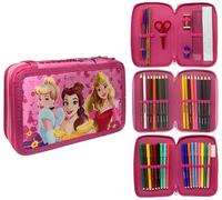 CARTOON Federmäppchen mit 3 Reißverschlüssen, 44 Stück, für die Schule, mehrere Fächer, Stifte, Buntstifte, Filzstifte Giotto, prinzessinnen, Modern